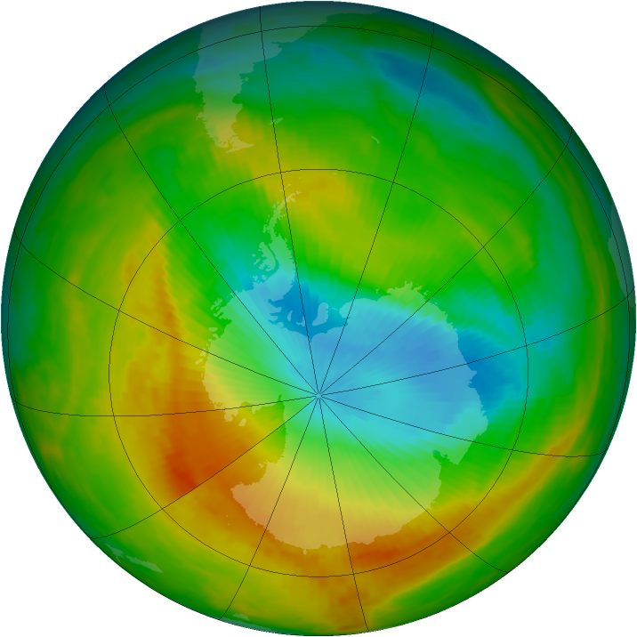 Antarctic ozone map for 07 November 1983